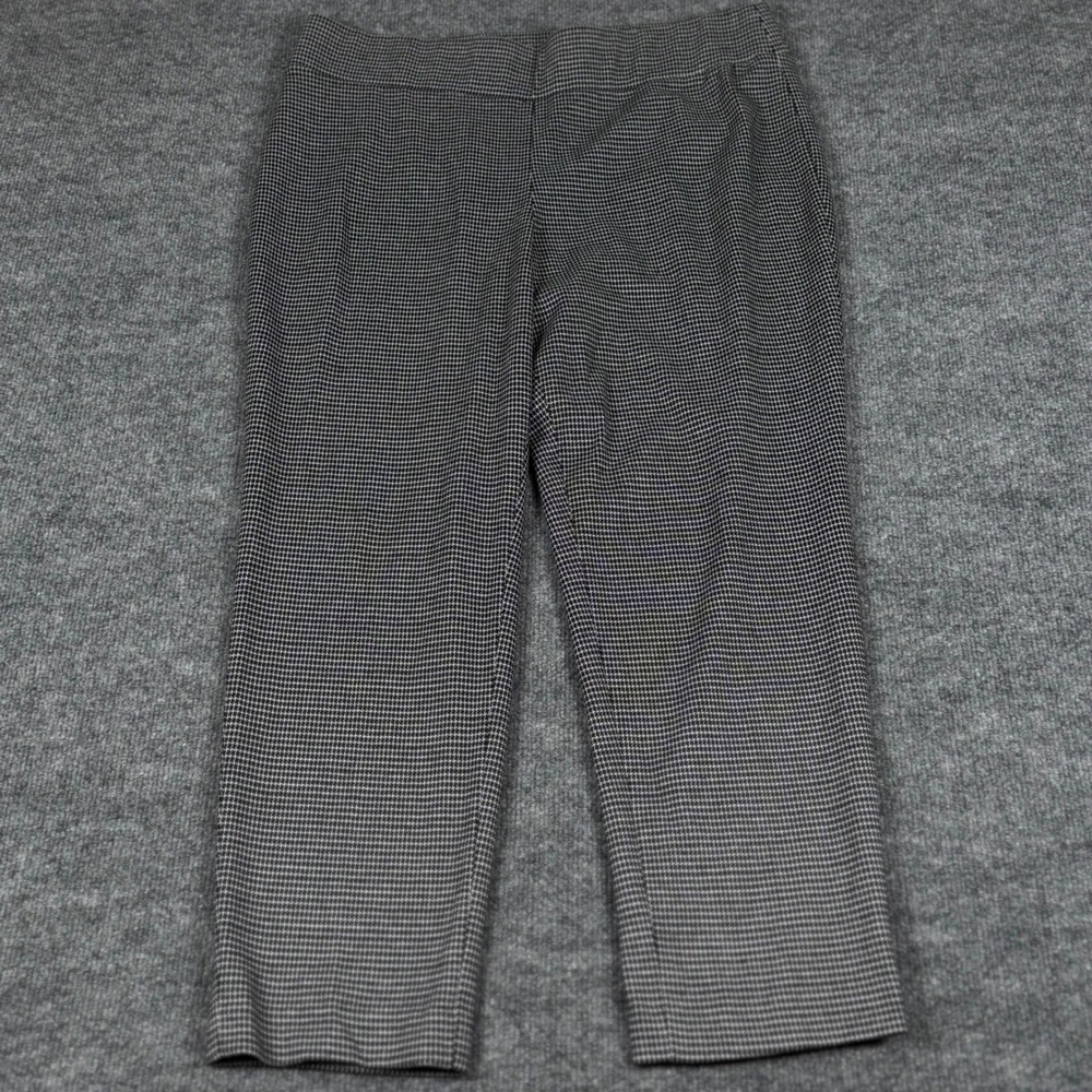 Kasper Pull On Pants 1X Monochrome Houndstooth Cropped Straight Leg Workwear